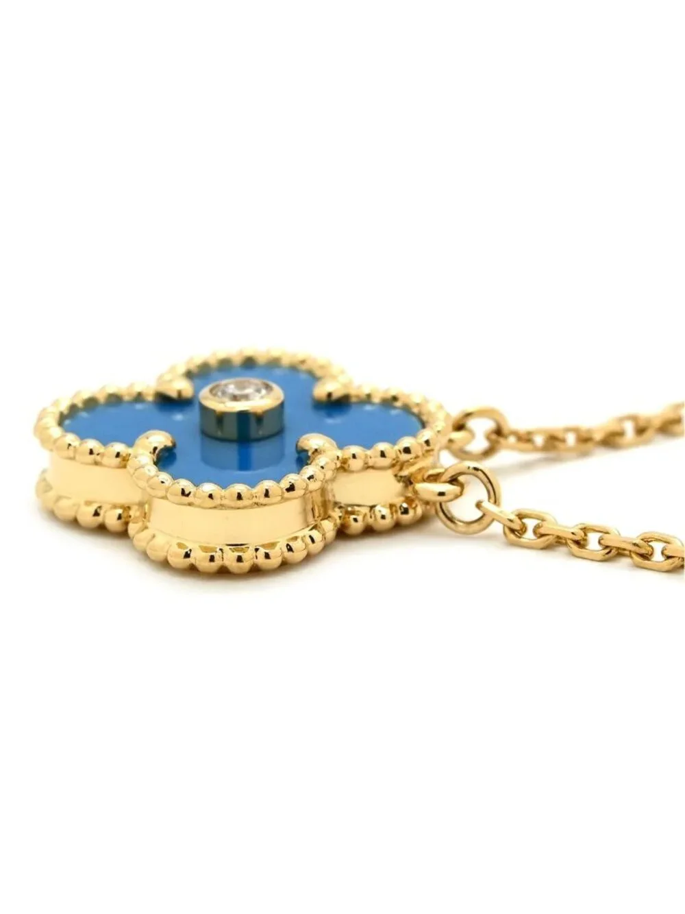 Van Cleef & Arpels Necklace Vintage Alhambra Blue Yellow Gold Limited Edition